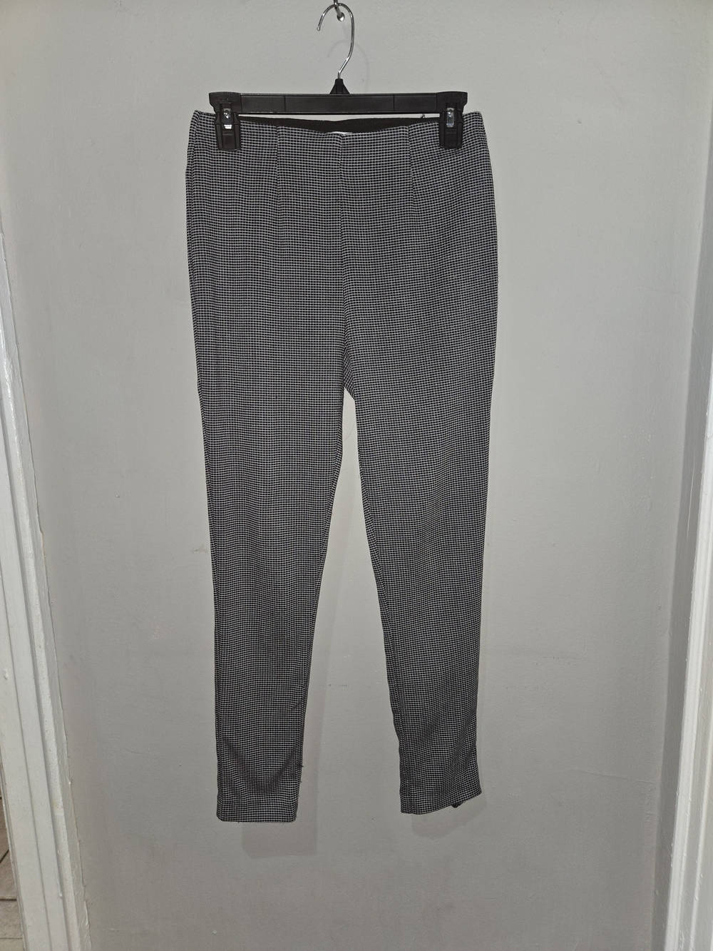 Calvin Klein Black and White Micro-Houndstooth Slim Chinos